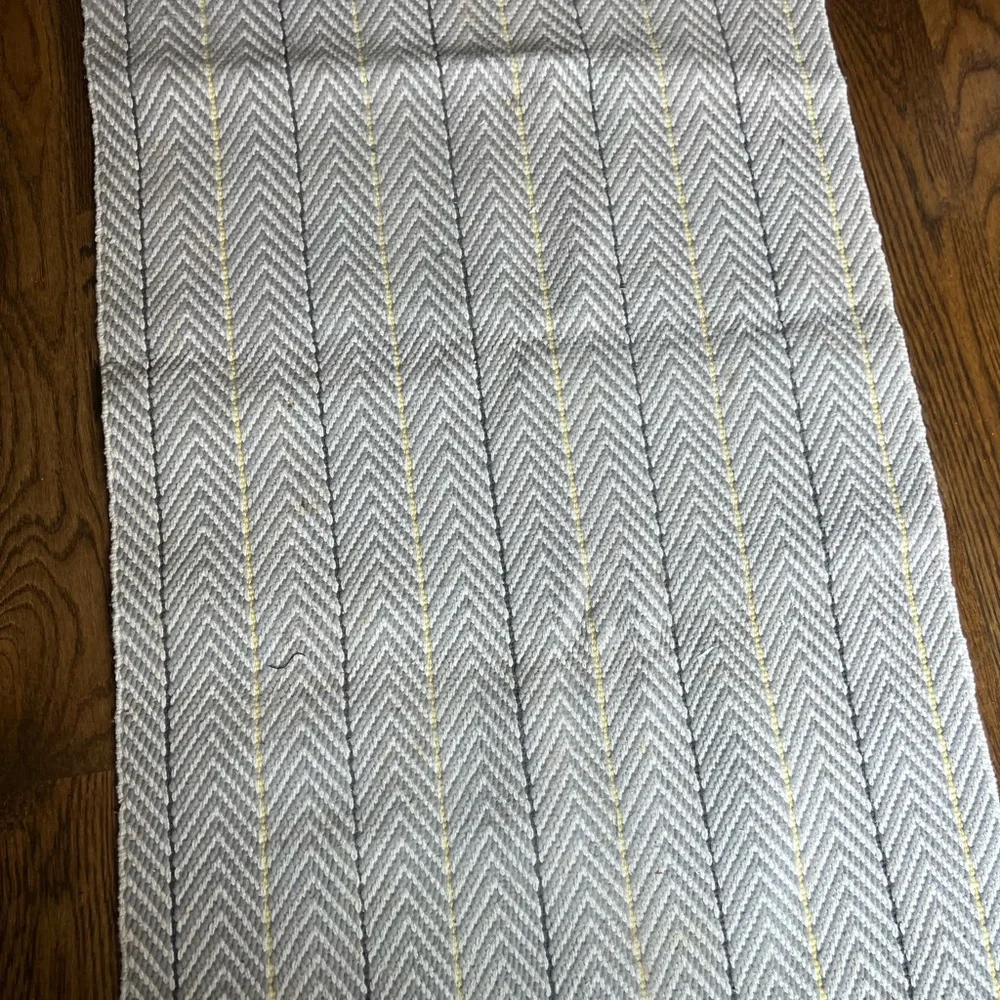West Elm Gray, White, and Yellow Chevron Bath Mat